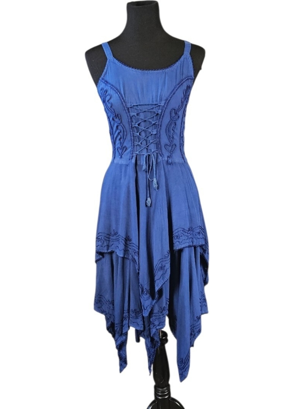 Blue Fairycore Corset Dress Renaissance Festival Boho One Size Rayon